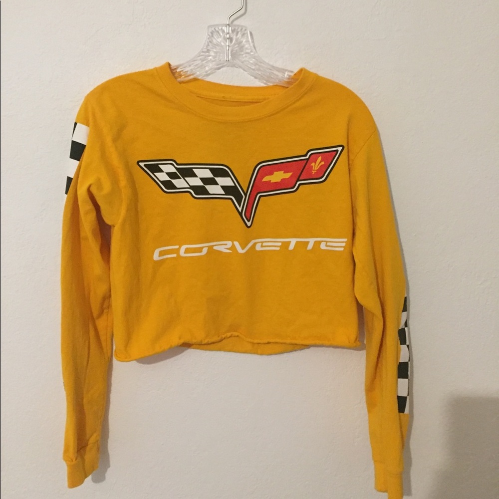 Checkered sleeved Corvette crop top